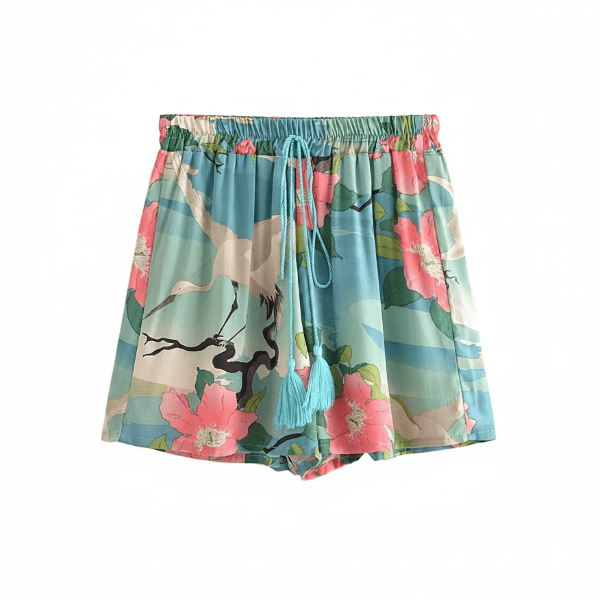 Boho Beach Hut Shorts, Ruffle Shorts, Boho Shorts Coastal Paradise Boho Floral Shorts