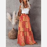 Boho Beach Hut Skirt, maxi skirt Floral Print Bohemian Maxi Skirt