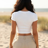 Boho Beach Hut Slim Fit High Neck Crop Top