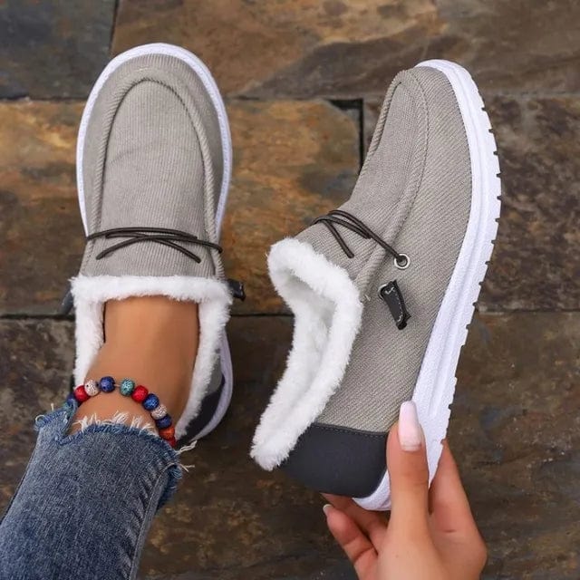 Slip On Canvas Shoes with Fur Lining Boho Beach Hut