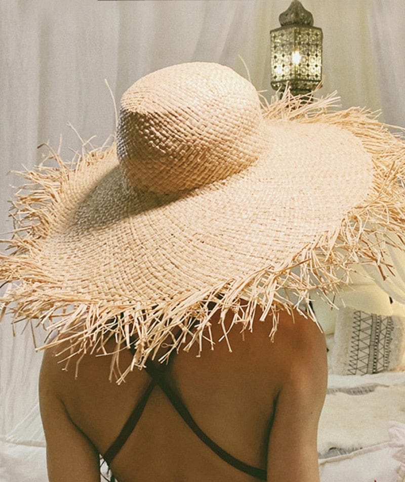 Anopo Floppy Summer Beach Sun Hat Bohemia Floral Straw Cap with Wide Brim  Bow Travel UV Protection Folding Visor Hat Outdoors