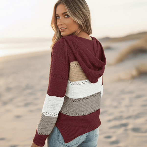 Boho Beach Hut Sweater, Pullover Sweater Boho Patchwork Pullover Sweater