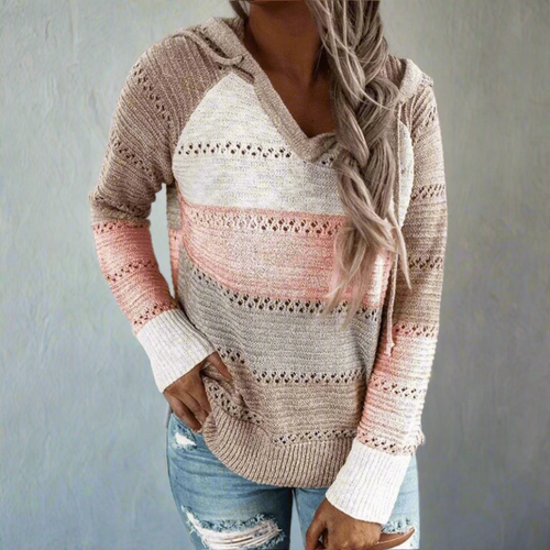 Boho Beach Hut Sweater, Pullover Sweater Boho Patchwork Pullover Sweater Beige / S
