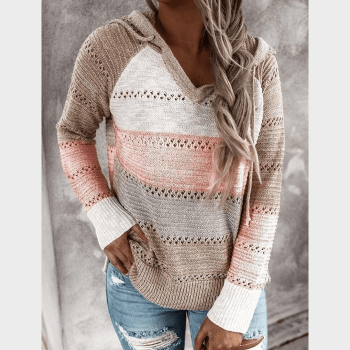 Boho Beach Hut Sweater, Pullover Sweater Boho Patchwork Pullover Sweater Beige / S