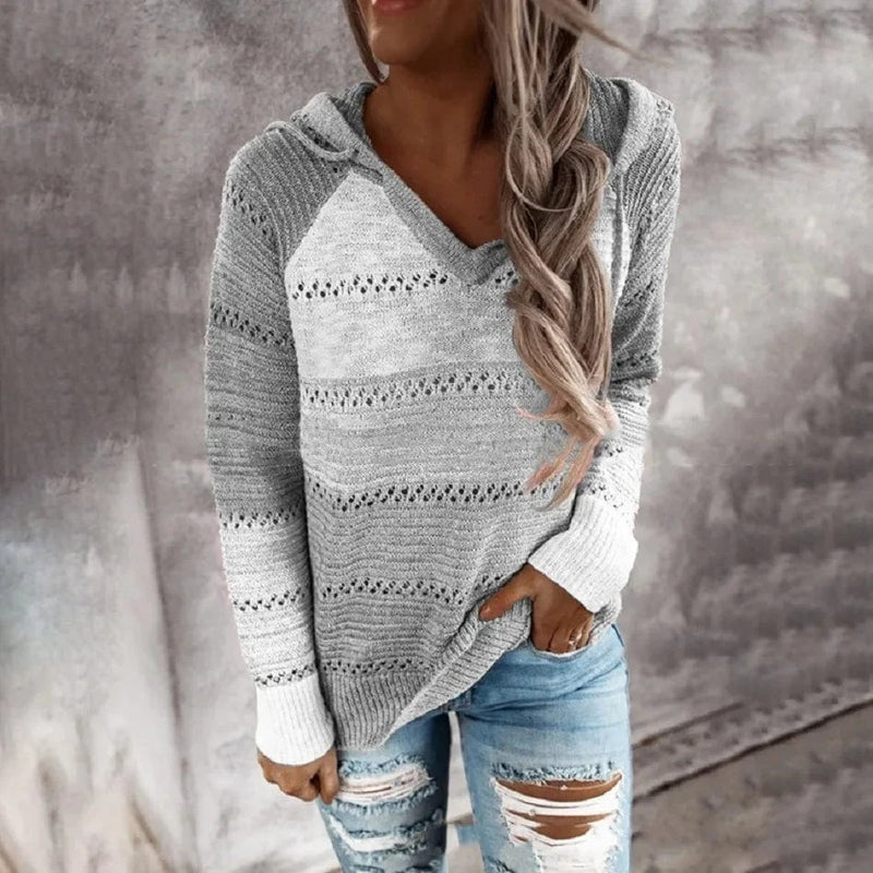 Boho Beach Hut Sweater, Pullover Sweater Boho Patchwork Pullover Sweater Gray / S