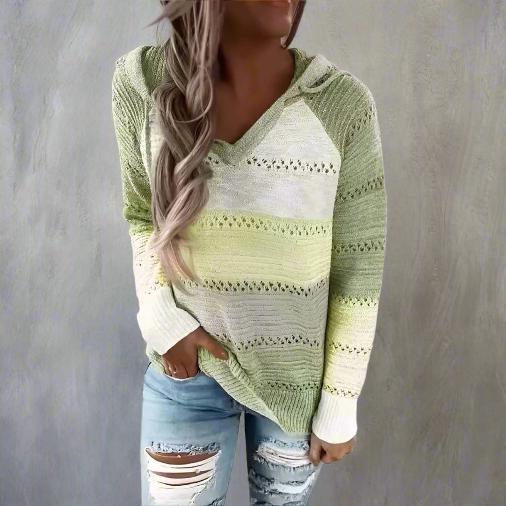 Boho Beach Hut Sweater, Pullover Sweater Boho Patchwork Pullover Sweater Green / S