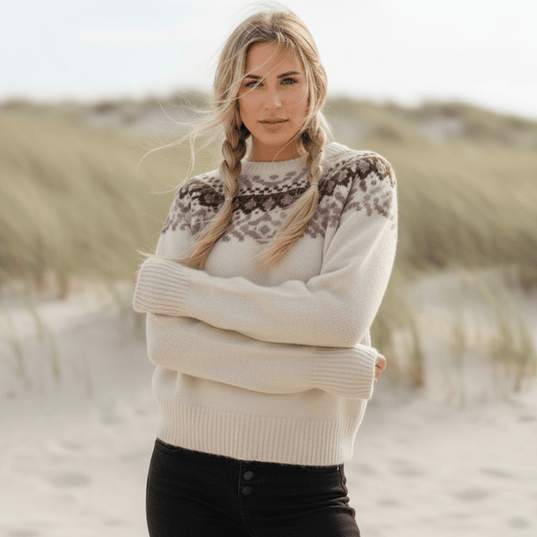 Boho Beach Hut Sweater, Pullover Sweater Boho Vintage Knit Pullover Sweater Khaki / S