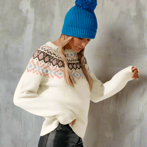 Boho Beach Hut Sweater, Pullover Sweater Boho Vintage Knit Pullover Sweater Off White / S