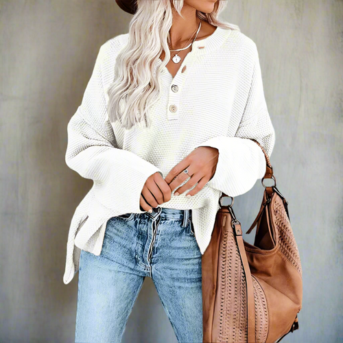 Boho Beach Hut Sweaters, Knit Sweaters Off White / S Bohemian Long Sleeve Sweater