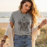 Gray Gypsy Soul butterfly boho graphic tee for women