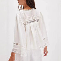 Boho Beach Hut T-Shirts, Long Sleeve Shirt, Crop Top Boho Lace Button Down Blouse