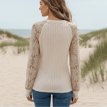 Boho Beach Hut T-Shirts, Long Sleeve Shirt, Lace Top, Blouse Lace Long Sleeve Boho Blouse