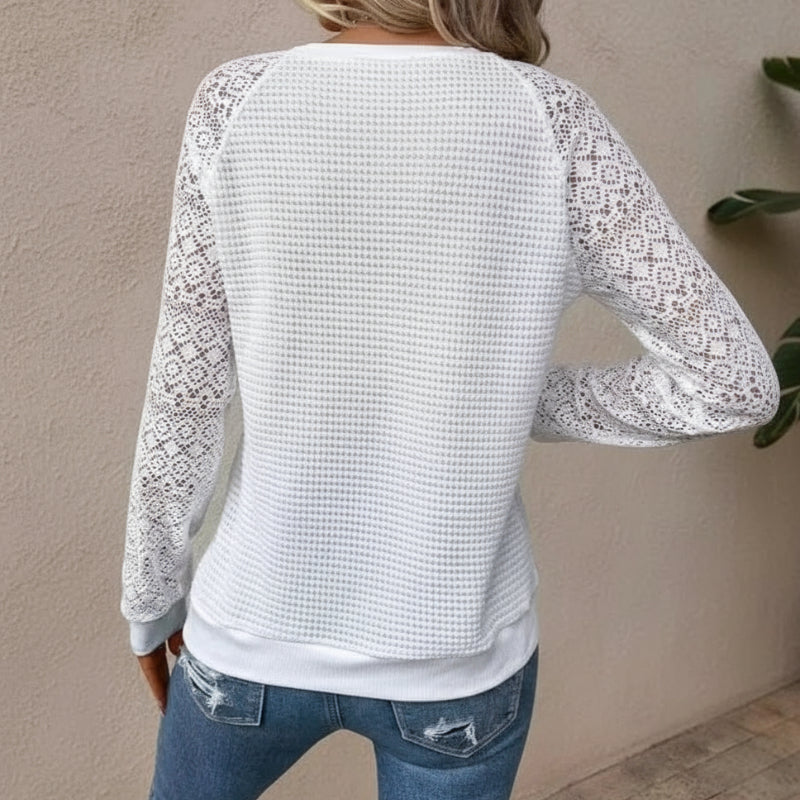 Boho Beach Hut T-Shirts, Long Sleeve Shirt, Lace Top Boho Lace Sleeve Long Tee