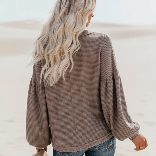 Boho Beach Hut T-Shirts, Long Sleeve Shirt, Lantern Sleeve Top Boho Lantern Sleeve Knit Top