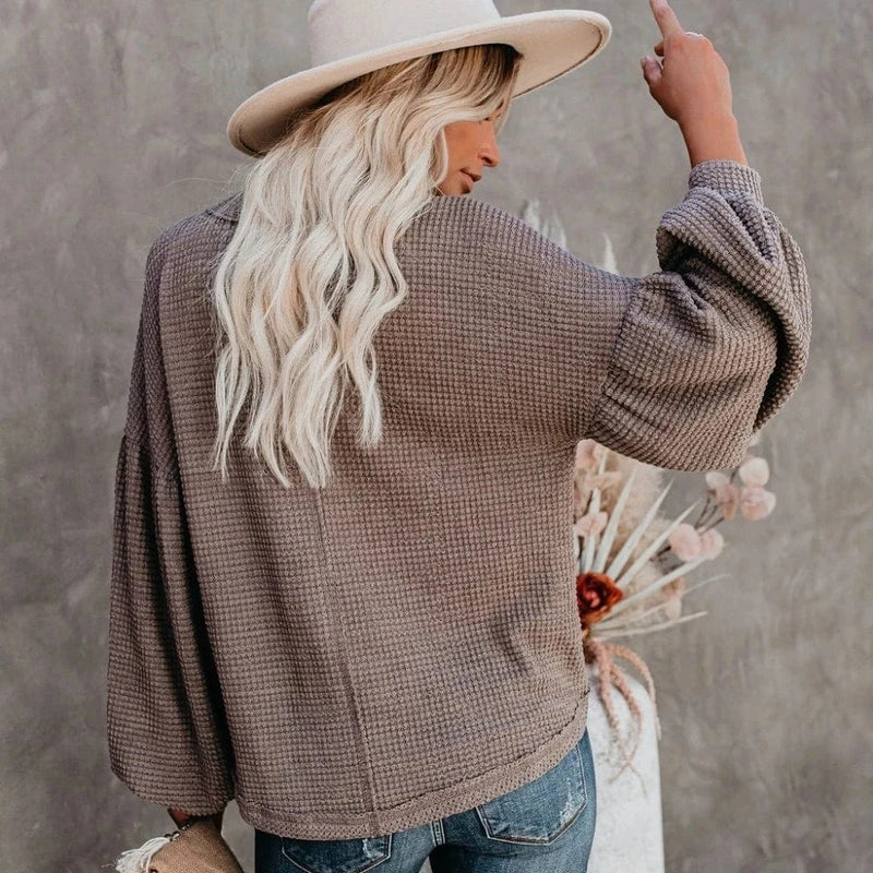 Boho Beach Hut T-Shirts, Long Sleeve Shirt, Lantern Sleeve Top Boho Lantern Sleeve Knit Top