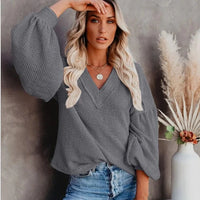 Boho Beach Hut T-Shirts, Long Sleeve Shirt, Lantern Sleeve Top Boho Lantern Sleeve Knit Top Gray / S