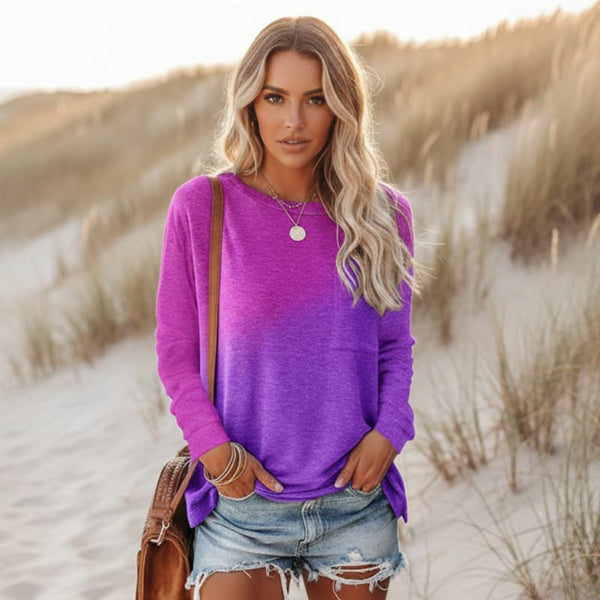 Boho Beach Hut T-Shirts, Long Sleeve Shirt, Plus size long sleeve Purple / S Colorful Long Sleeve Boho Shirt