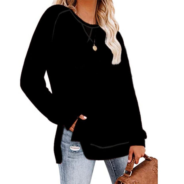 Boho Beach Hut T-Shirts, Long Sleeve Shirt Solid Color Casual Long Sleeve Shirt Black / S