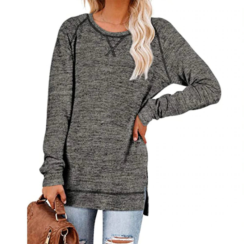 Boho Beach Hut T-Shirts, Long Sleeve Shirt Solid Color Casual Long Sleeve Shirt Dark Gray / S