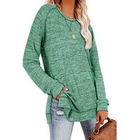 Boho Beach Hut T-Shirts, Long Sleeve Shirt Solid Color Casual Long Sleeve Shirt Green / S