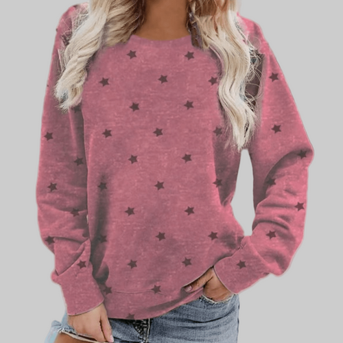 Boho Beach Hut T-Shirts, Long Sleeve Shirt Star Print Long Sleeve Shirt Red / S