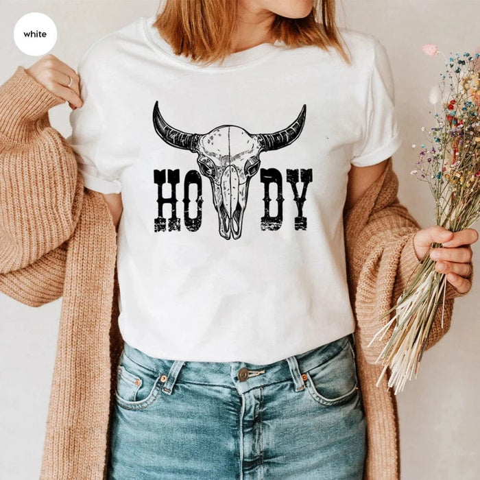 Boho Beach Hut T-Shirts, Short Sleeve Shirt, Printed Top Boho Western Cowgirl Shirt White / S