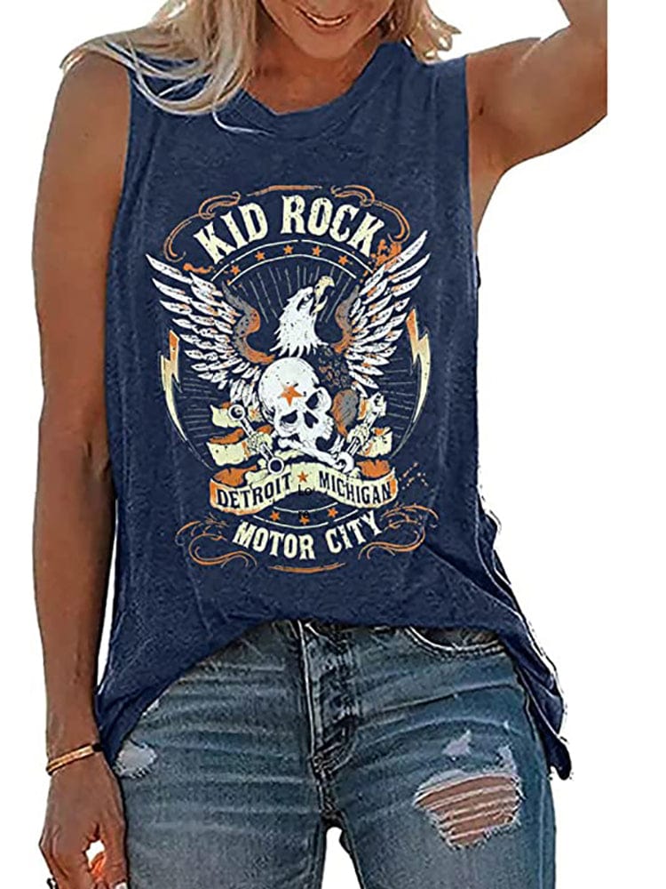 Boho Beach Hut T-Shirts, Short Sleeve Shirt, Printed Top, Tank Top, Sleeveless Shirt Blue / S Vintage Retro Rock n Roll Graphic Tank Top