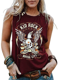 Boho Beach Hut T-Shirts, Short Sleeve Shirt, Printed Top, Tank Top, Sleeveless Shirt Red / S Vintage Retro Rock n Roll Graphic Tank Top