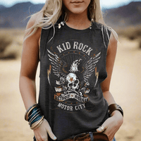 Boho Beach Hut T-Shirts, Short Sleeve Shirt, Printed Top, Tank Top, Sleeveless Shirt Vintage Retro Rock n Roll Graphic Tank Top Dark Gray / S