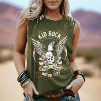 Boho Beach Hut T-Shirts, Short Sleeve Shirt, Printed Top, Tank Top, Sleeveless Shirt Vintage Retro Rock n Roll Graphic Tank Top Green / S