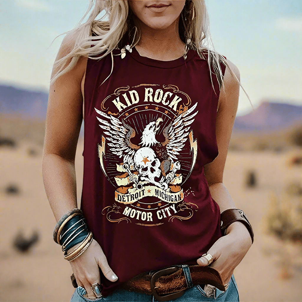 Boho Beach Hut T-Shirts, Short Sleeve Shirt, Printed Top, Tank Top, Sleeveless Shirt Vintage Retro Rock n Roll Graphic Tank Top Wine Red / S