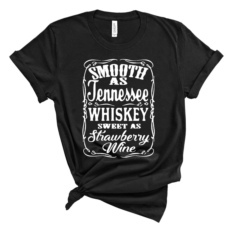 Boho Beach Hut T-Shirts, Short Sleeve Shirt, Printed Top Tennessee Whiskey Graphic T-Shirt Black / S