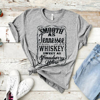 Boho Beach Hut T-Shirts, Short Sleeve Shirt, Printed Top Tennessee Whiskey Graphic T-Shirt Light Gray / S