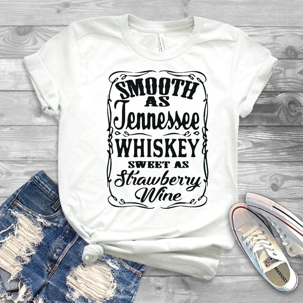 Boho Beach Hut T-Shirts, Short Sleeve Shirt, Printed Top Tennessee Whiskey Graphic T-Shirt White / S