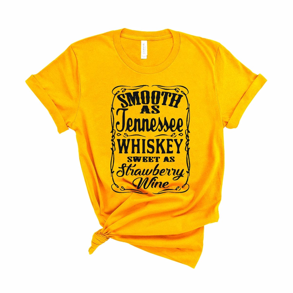 Boho Beach Hut T-Shirts, Short Sleeve Shirt, Printed Top Tennessee Whiskey Graphic T-Shirt Yellow / S