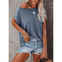 Boho Beach Hut T-Shirts, Tops, Short Sleeve, Tee shirt, T-shirt Solid Casual Short Sleeve T Shirt Blue Gray / S