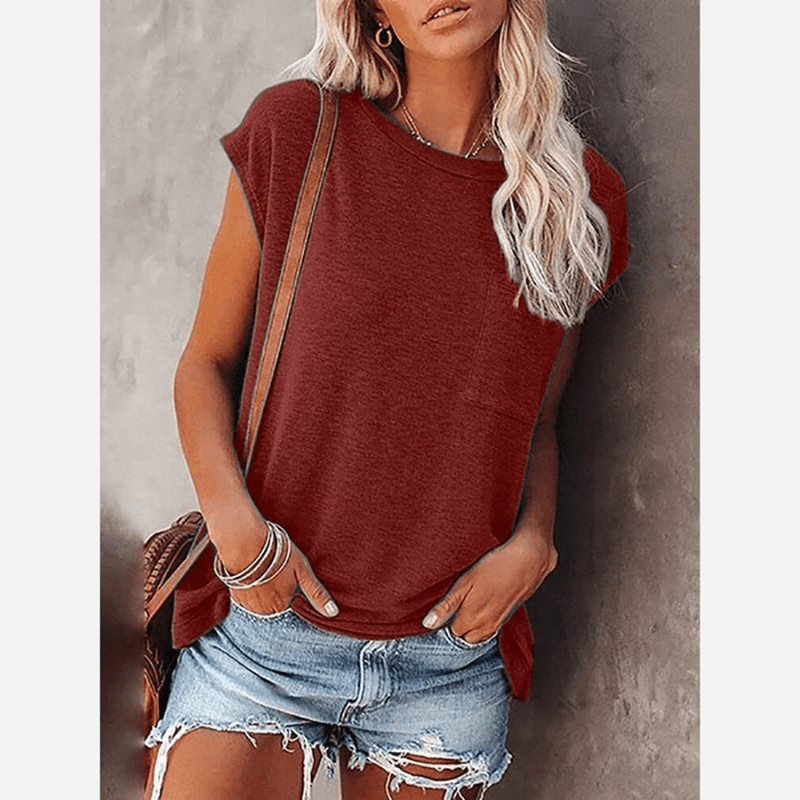 Boho Beach Hut T-Shirts, Tops, Short Sleeve, Tee shirt, T-shirt Solid Casual Short Sleeve T Shirt Burgundy / S