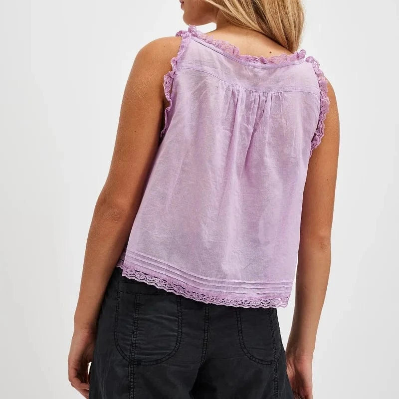 Boho Beach Hut Tank Top, Sleeveless Shirt Boho Lace Tank Top