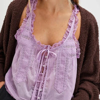 Boho Beach Hut Tank Top, Sleeveless Shirt Boho Lace Tank Top Purple / S