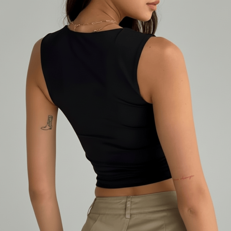 Boho Beach Hut Tank Top, Sleeveless Shirt, Crop Top Solid Sleeveless Crop Top