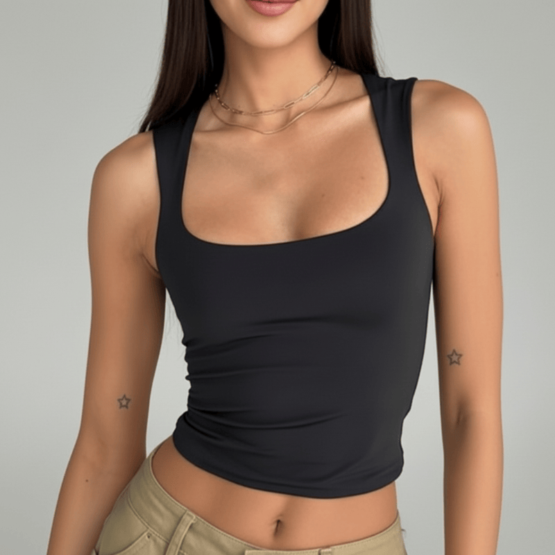 Boho Beach Hut Tank Top, Sleeveless Shirt, Crop Top Solid Sleeveless Crop Top Black / S