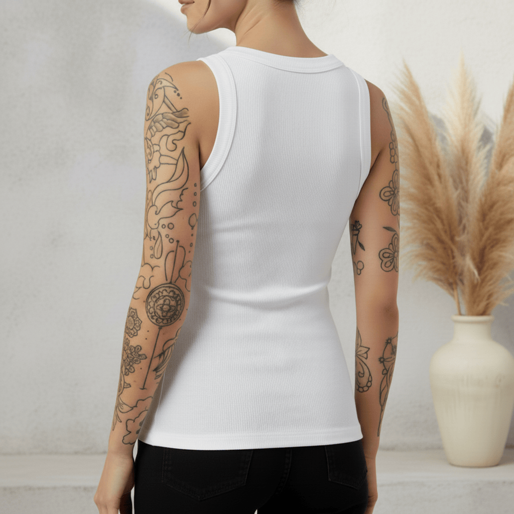 Boho Beach Hut Tank Top, Sleeveless Shirt Solid Ribbed High Neck Tank Top