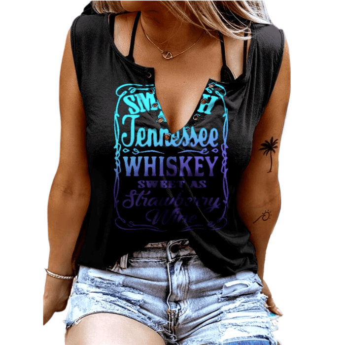 Boho Beach Hut Tank Tops, Shirts, Tops Smooth As Tennessee Whiskey Tank Blue / S