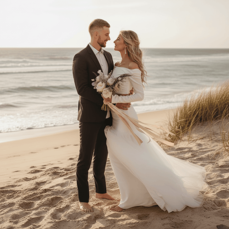 two piece wedding dress boho Two-Piece Long Sleeve A-Line Ivory Mermaid Black Satin Spaghetti vt::Dresses::Neckline::One Shoulder so no added support Size:child-2