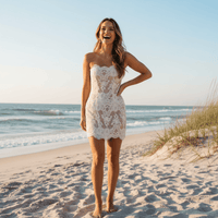 White Strapless Lace Wedding Dress