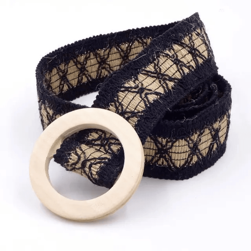 Boho Beach Hut Women's Belts Bohemian Style Woven Belt Black / One Size