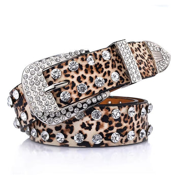 Boho Beach Hut Women's Belts, Designer Belts, Leopard Print Belt Boho Leopard Print Leather Belt Leopard Print / 40