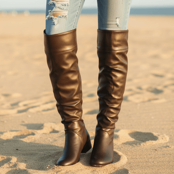 Boho Beach Hut Women's Footwear, high rise boots, fashion boots, black boots, brown boots, white boots Boho Fashion Boots Brown / 4