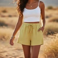 Boho Beach Hut Shorts, Beach Shorts, Boho Shorts Boho Beach Shorts Yellow / S
