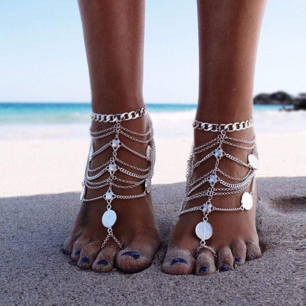 Ankle bracelet silver, ankle bracelet boho, anklet set, offers boho anklet, anklet bracelet, bohemian anklet, summer jewelry, ankle jewelry noc